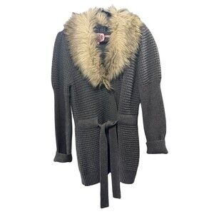 Rare Y2K Juicy Couture lambswool faux fur cardigan size medium